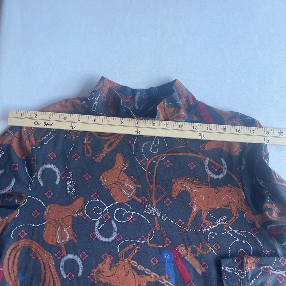 Anthropologie Black and Brown Equestrian Print Top - Picture 9 of 11
